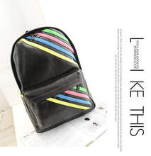 So Hot new PU leather high school female backpack striped pattern bag two colors fashion school