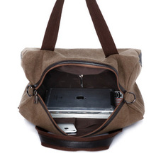 High capacity Cotton canvas bag of single men and women shoulder bag large travel package fashion