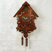 The bird flaps its wings speaking solid wood carving small house cuckoo quartz wall clock