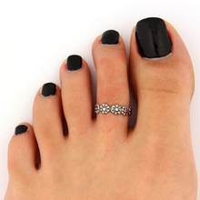 5pcs Celebrity Fashion Simple Retro Flower Design Adjustable Toe Ring Foot Jewelry