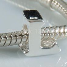 1PCS/lot diy alphabet L Charm Beads 925 sterling silver jewelry Fits European Pandora Style Bracelets