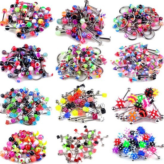 10pcs Wholesale Lots Body Jewelry Nipple Lip Tongue Eyebrow belly Barbell Rings