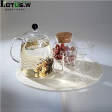 Lotus w 1L Large Capacity Multifunction Heat resistant Borosilicate Glass Teapot Kettle Tea Cup Set