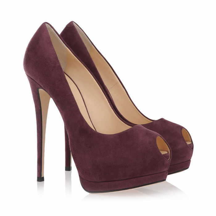 New 2014 gz pumps Peep Toe Suede Wine red Pumps women genuine leather shoes graceful women