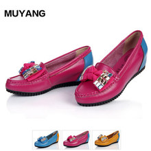 Autumn new fashion 2014 women genuine leather flat shoes female rhinestone casual single height increasing shoes