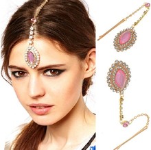 Lady Party Wedding Crystal Drop Bindi Hair Tikka Clip Indian Head Pin Accessory