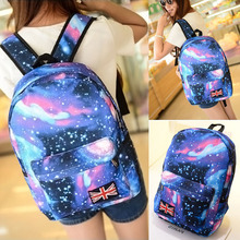 2014 New Women Oxford printing backpack Galaxy Stars Universe Space School Book Campus student Backpack British flag bag#HW03048