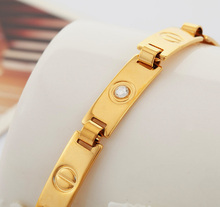 New 2014 Brand Design Crystal Love Bracelet Men women 18K Real Gold Plated Rhinestone Chain Bracelets
