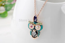 Beauty Necklaces Pendants Hot Sale White Stone Owl Pendant Fashion Gifts Necklace Rose Gold Plating Jewelry