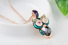 Beauty Necklaces Pendants Hot Sale White Stone Owl Pendant Fashion Gifts Necklace Rose Gold Plating Jewelry