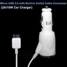 Micro USB 3.0 5V 2A LED Light Shining Car Charger for Samsung Galaxy Note3 N9000 N9002 N9005 N9006 N9008 N9009 with Coiled Cable