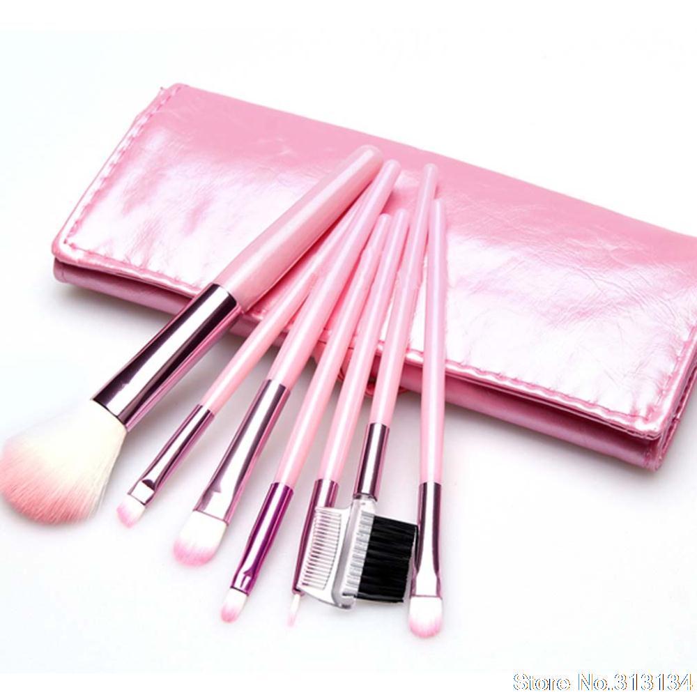 Women s Pink 7Pcs Make Up Tools Pincel Maquiagem Professional Superior Soft Cosmetic Makeup Brush Set