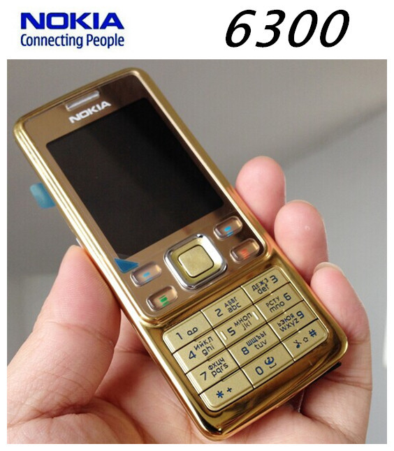 Luxurious Nokia gold 6300 Original unlocked 6300 Nokia Mobile Phone have English keyboard and Russian keyboard