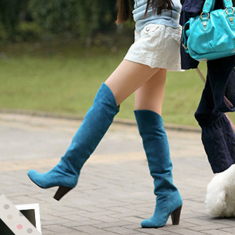 2014 Fashion Women Boots Shoes Black Suede High heeled Knee Boots Knight Boots 4 Colors Free
