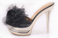 Sexy Flower High Heels Platforms Women Sandals Slides Pumps Gold Black