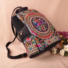 National trend canvas embroidery Ethnic backpack handmade flower Embroidered Bag Travel Bags schoolbag backpacks mochila etnica
