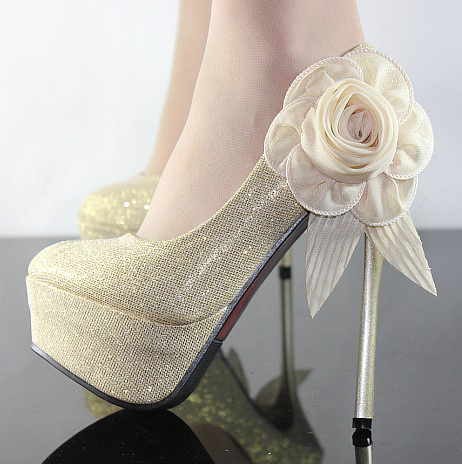 2014 New Women s Pumps Red Bottom High Heels Flower Bridal Wedding Shoes Stilettos Plus Size