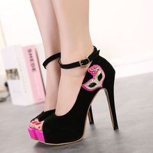 2014 New Sexy Thin High Heels Platforms Rhinestone FOX Peep Toe Ankle Strap Buckle Strap Women