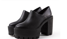 SIMPOK Women Pumps 2014 US Size 3-8 Spring Autumn Fashion Basic Solid Round Soft Leather Horsehair Platforms Black White B6469