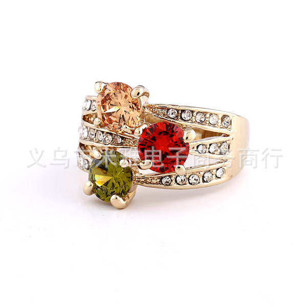 The Gorgeous Rose Gold Plated Noble o Ring o creative luxury romantic colourful zircon simulated diamond