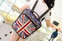 2014 spring and summer series of classic shoulder bag Korean tidal College Wind velvet Union Jack Skull leather school bag