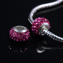 2PCS Lot 12 7mm Women Round Silver Plated Core Rhinestone Beads Charms fit for Fashion DIY