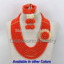Orange African Beads Jewelry Set Nigerian Beads Jewelry Set for Wedding 2014 Fashion Jewelry Set Free
