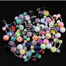 1 Set 50/30Pcs Mixed Color Fashion Navel Belly Button Tongue Bar Rings Piercing Body Jewelry Stainless Steel Pole Jewelry