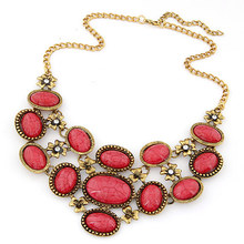 4 colors New Arrival Europe America fashion Vintage Bohemian exaggerated metal Gem flower necklace women vintage