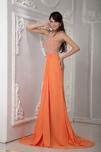 W099 Free Shipping Cheap Deep V neck Chiffon Real Pictures Wedding Dress 2014