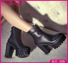 CooLcept Free shipping half ankle short natrual real genuine leather high heel boots women snow boot shoes R4572 EUR size 34-39