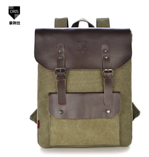 Brand Men’s canvas backpack rucksack male casual vintage canvas shoulder bags with leather for women school backpack