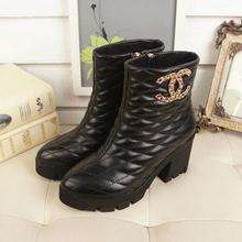 Women fashion brand ankle boots genuine leather high heels platform luxury brand boots black size 35-39