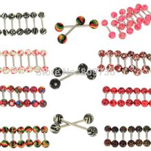 1PC New Hot Punk Colorful Stainless Steel Acrylic Ball Barbell Tongue Belly Ring Bars Piercing Body Jewelry Drop Free