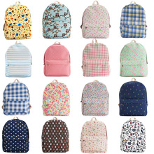 Free Shipping Women Canvas Printing Backpack Bag Schoolbag Tote Campus Floral Leisure Bookbag Cute Casual Student Rucksack