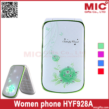 2014 Flip unlocked Dual SIM card dual camera women flower flash light senior girls lady cute cell mobile music phone Ciumi P260