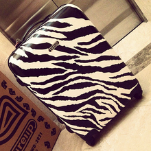 Women zebra print universal wheels trolley luggage travel suitcase 20 24 28 inches female luggage