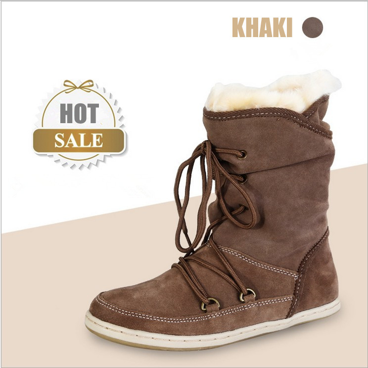 2014 New Arrival American And European Casual Genuine Leather High quality Cotton Warmth Female Snow Boots