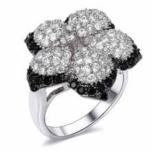 2014 Autumn Winter Trendy Jewelry Elegant Women Flower Shape AAA Cubic Zirconia Platinum Plated Rings Marriage Anniversary Gift