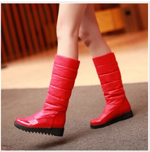 2014 new fashion warm snow boots sweet princess women mid-calf boots autumn and winter women flats popular charming long boots