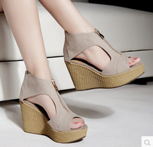 sandales sandalias summer new casual shoes fish head waterproof wedge sandals genuine leather shoes in Rome