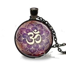 1Pcs New Lotus Om Yoga Jewelry India Necklace Om Symbol Buddhism Zen Meditation Mandala Art Pendant