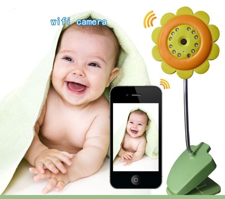 flower digital Baby Monitor Wifi IP Camera DVR Night Vision Mic For IOS System Andriod Smartphone