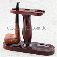 PIPE Gadgets Red Wood  Smoking Tobacco Display Pipe Rack Fit 2 Pipes to Rest