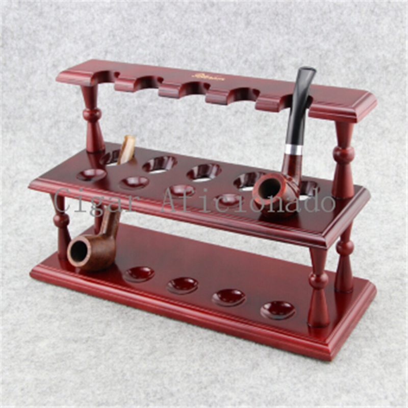 NEW ARRIVAL Peterson Double layer Red Wood Smoking Tobacco Display Pipe Rack Fit 10 Pipes
