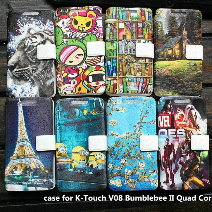 PU leather case for K Touch V08 Bumblebee II Quad Core case cover