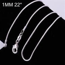 1MM 16 24 free shipping silver 925 necklace silvers snake chain necklace Silver jewelry wholesale fashion