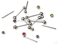 Chic 10pcs Lots Mixed Logo Ball Tongue Bars Rings Barbell Piercing Crystal Stainless Steel Body Jewelry