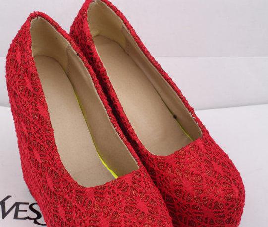 2014 new slope with high heeled nightclub sexy lace waterproof heavy bottomed platform women shoes spring