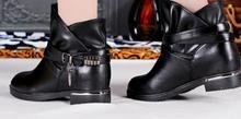 14 new shoes in Europe and America round belt buckle women’s boots in the increased leisure wild knight boots single@01